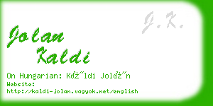 jolan kaldi business card